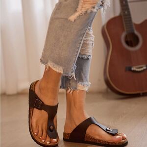 Maibulun Brown Flat Heel Sandals
